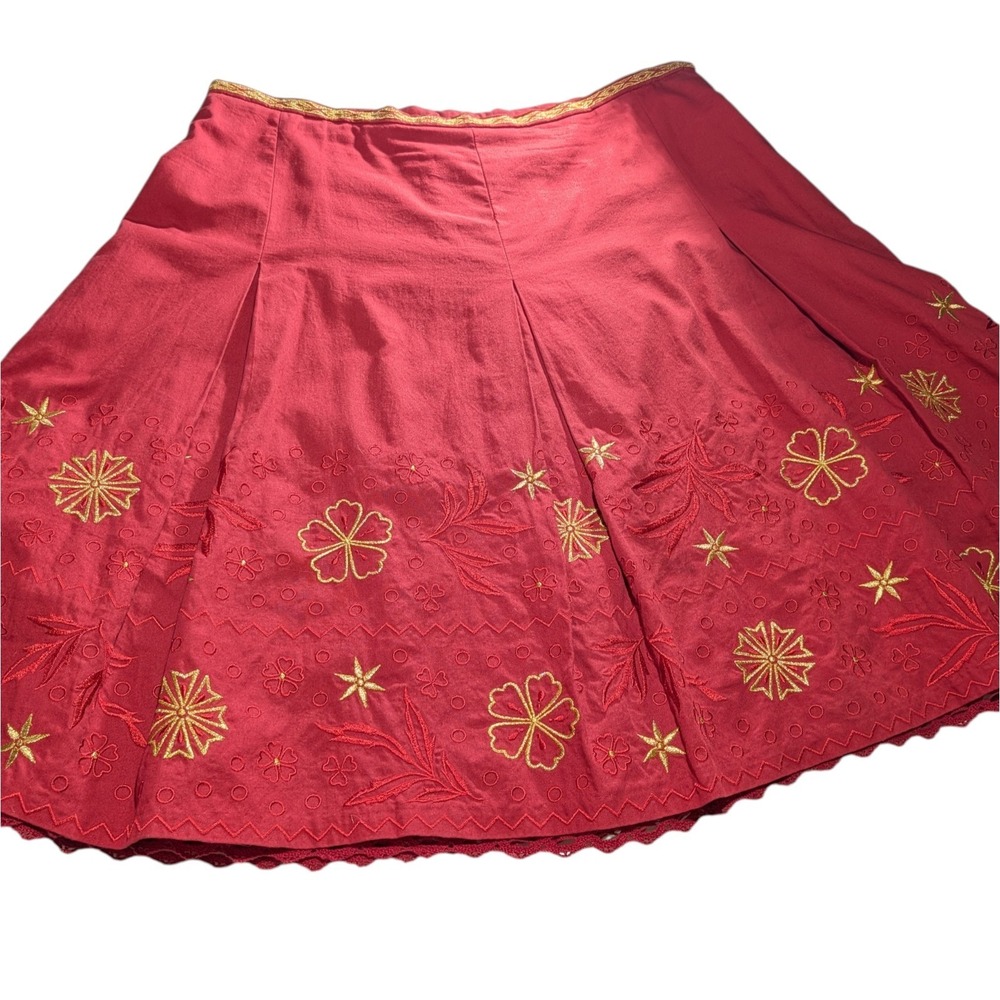 Talbots Embroidered Pleated Skirt Vintage Gypsy Pheasant‎ Fairy Womens Petite 12